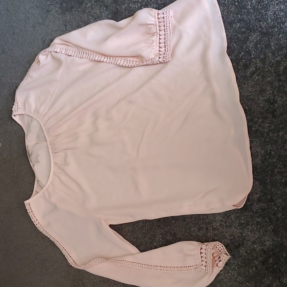 Pink polyester sheer long sleeve
